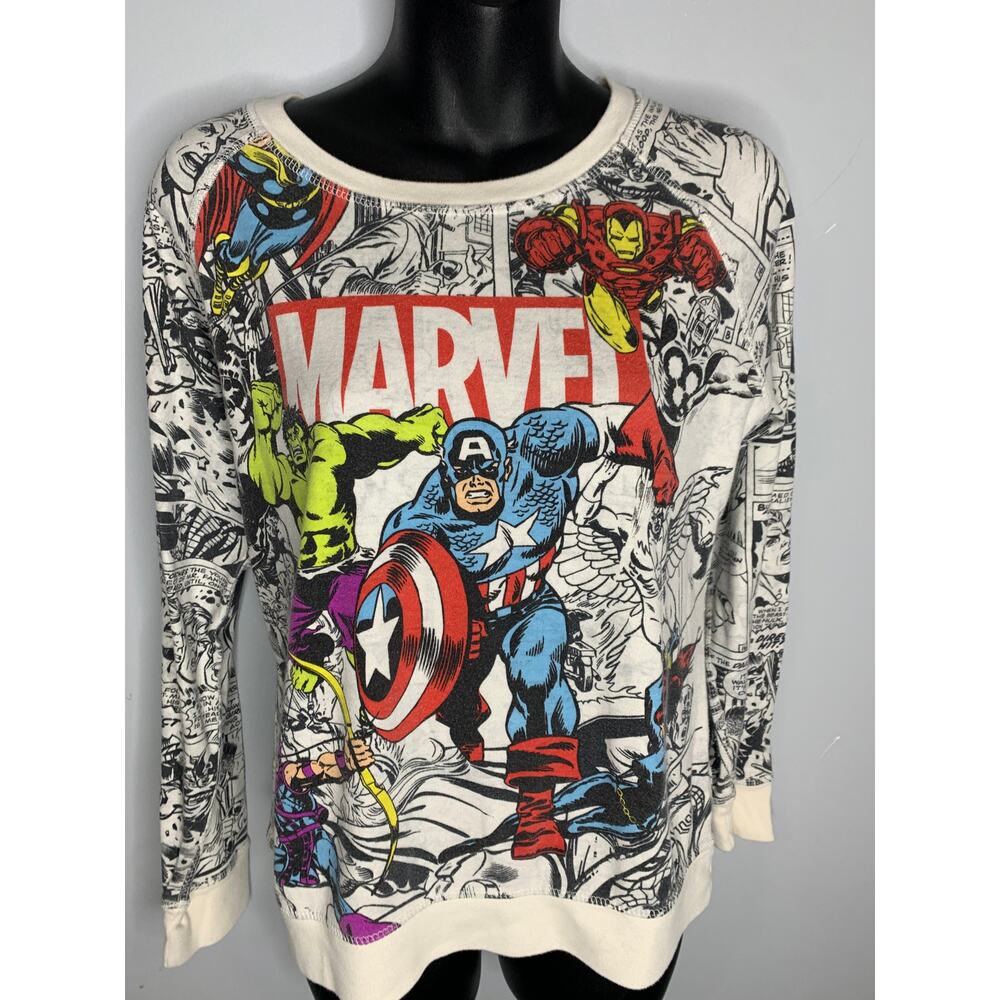 Marvel Reversible Pullover Comic Strip Design Crew Neck Women's Medium - Picture 2 of 8